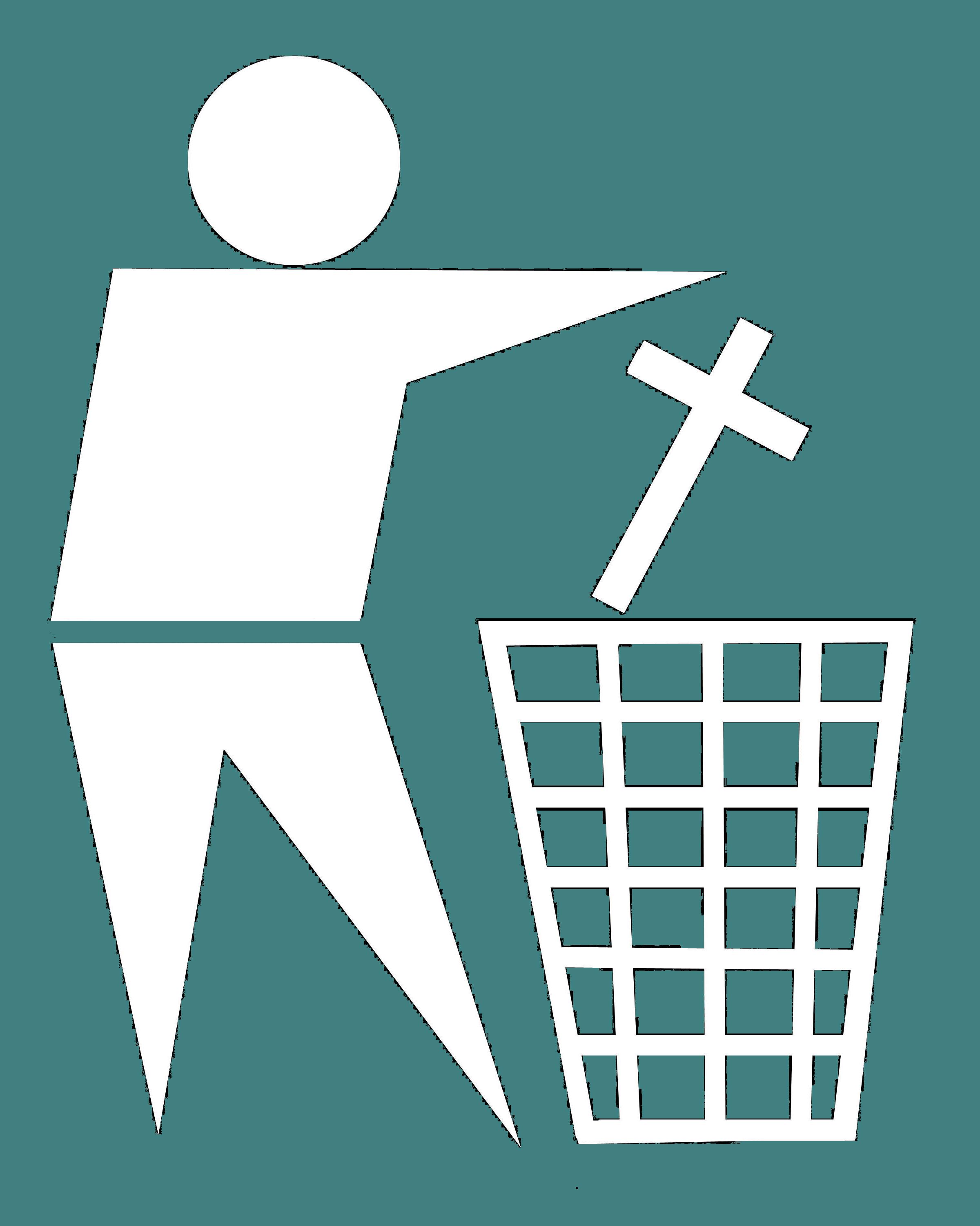 religious cross being thrown away as waste